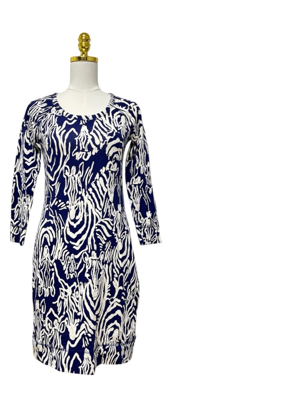 Lilly Pulitzer Navy White Preston   Stretchy Zebra Print Mini Dress Sz Small